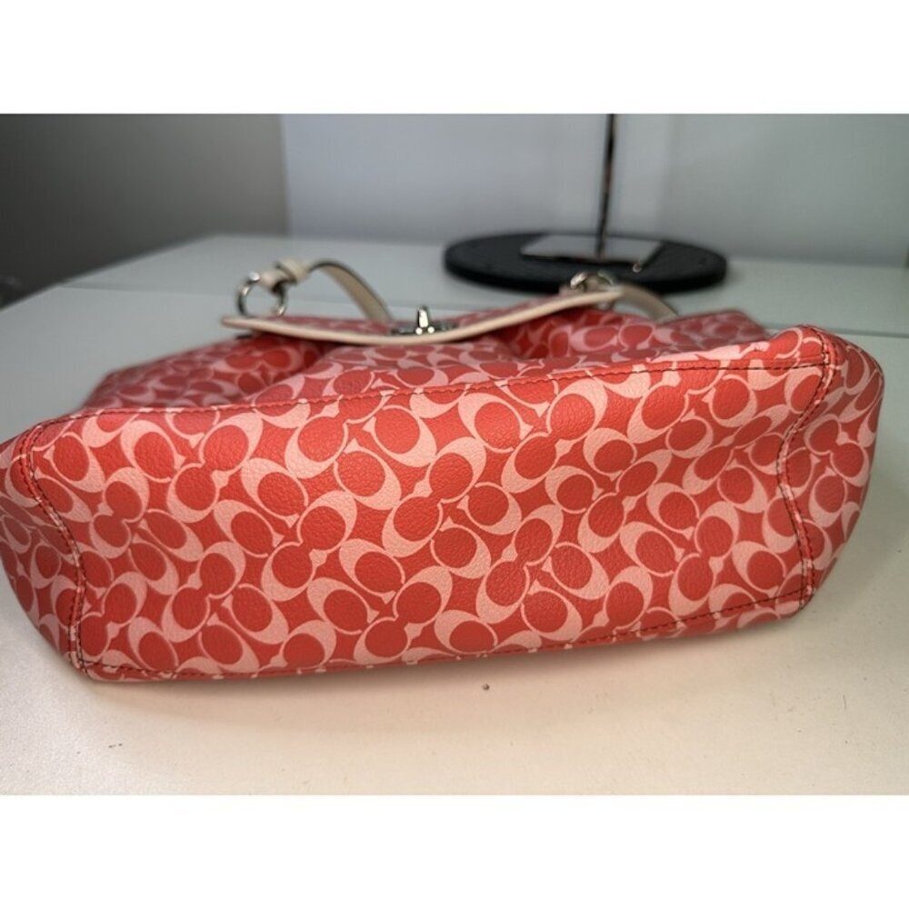 Coach Leather Two Tone Handbag/Purse Turn Lock Pink No Tag - Picture 9 of 10